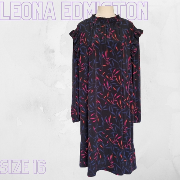 Leona Edmiston Dresses & Skirts - Leona Edmiston Multicolour Floral Long Sleeve Smock Dress Size 16